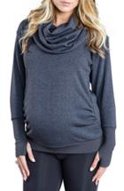 Women's Cozy Orange 'phoebe' Cowl Neck Maternity Sweater