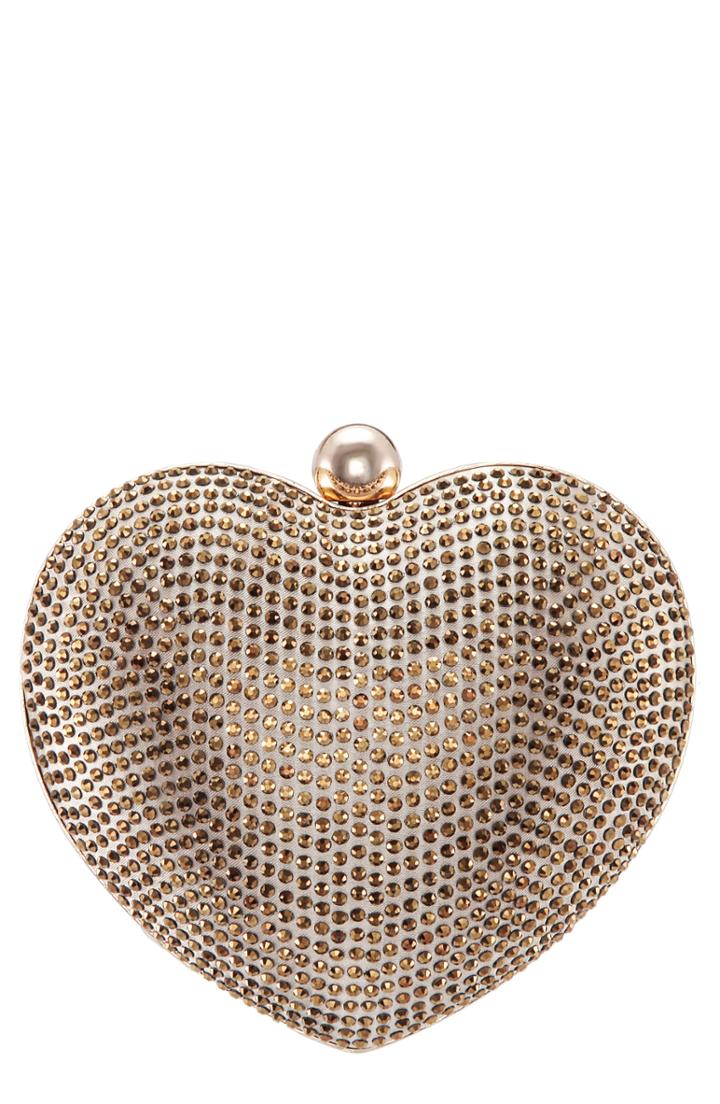 Nina Crystal Embellished Minaudiere - Metallic