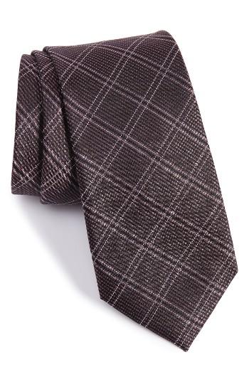 Men's Calibrate Plaid Silk Tie, Size - Pink