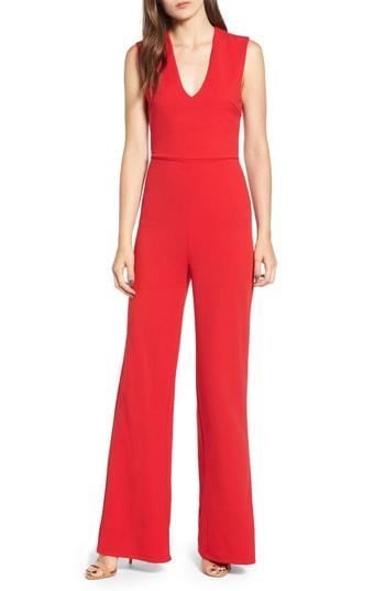 Women's Soprano Cross Back Jumpsuit - Red