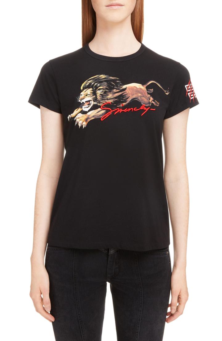 Women's Givenchy Lion Graphic Tee - Black