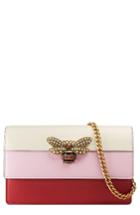 Gucci Mini Bee Multistripe Leather Shoulder Bag - Pink