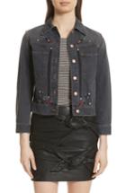 Women's Isabel Marant Etoile Cabella Embellished Denim Jacket Us / 34 Fr - Grey