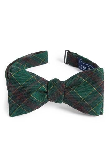 Men's The Tie Bar Pittsfield Plaid Wool Bow Tie, Size - Green