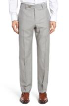 Men's Zanella Devon Flat Front Solid Wool Trousers