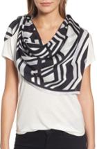 Women's Halogen Painted Chevron Silk Scarf, Size - Black