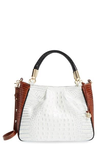 Brahmin 'ruby' Croc Embossed Leather Satchel - Brown