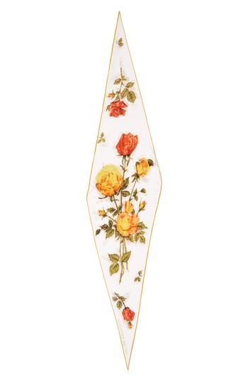 Women's Alexander Mcqueen Vintage Roses Losange Silk Twill Scarf, Size - Ivory