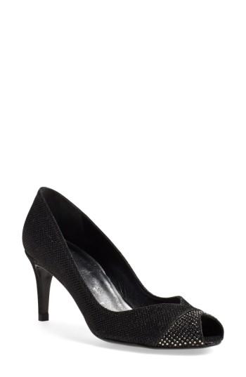 Women's Stuart Weitzman 'marvel' Peep Toe Pump M - Black