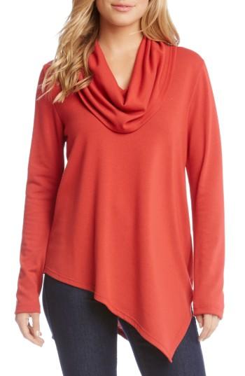Women's Karen Kane Cowl Neck Asymmetrical Sweater - Red