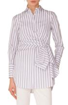 Women's Akris Punto Stripe Cotton Wrap Tunic - Grey