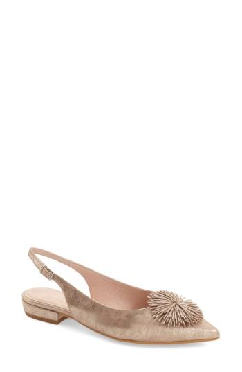 Women's Hispanitas 'faylynn' Fringe Flower Slingback Us / 38.5eu - Metallic