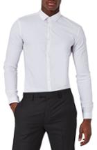 Men's Topman Muscle Fit Polka Dot Shirt, Size - White