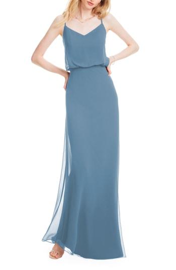 Women's #levkoff Spaghetti Strap Chiffon Gown W (similar To 16w) - Blue
