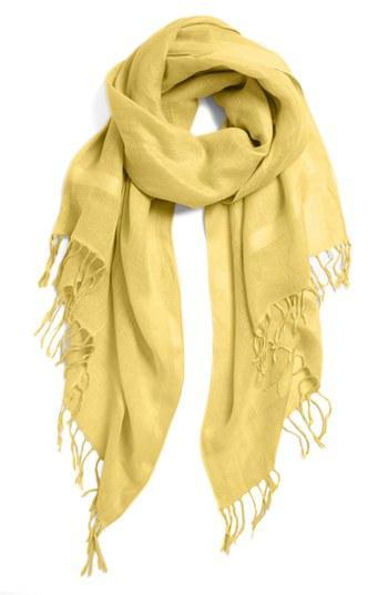 Halogen Linen Blend Scarf Womens Yellow Primrose One Size