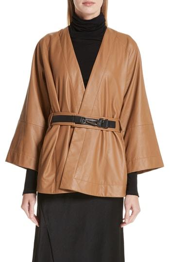 Women's Zero + Maria Cornejo Leather Wrap Jacket - Brown