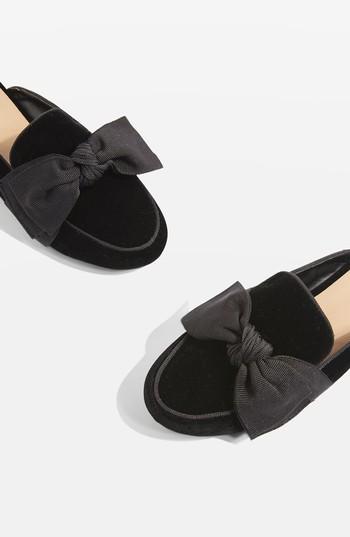 Women's Topshop Luna Bow Detail Backless Loafers .5us / 35eu - Black