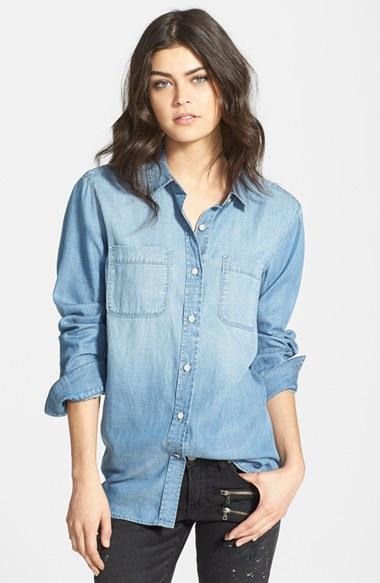 Treasure&bond Boyfriend Fit Denim Shirt Medium Wash