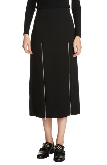 Women's Maje Zip Detail Midi Skirt