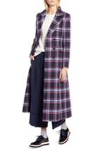 Women's Halogen X Atlantic-pacific Long Plaid Coat - Blue