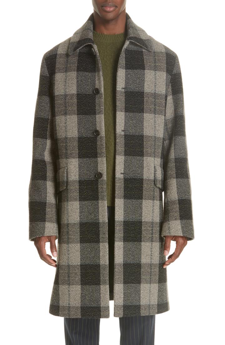 Men's Acne Studios Check Wool Overcoat