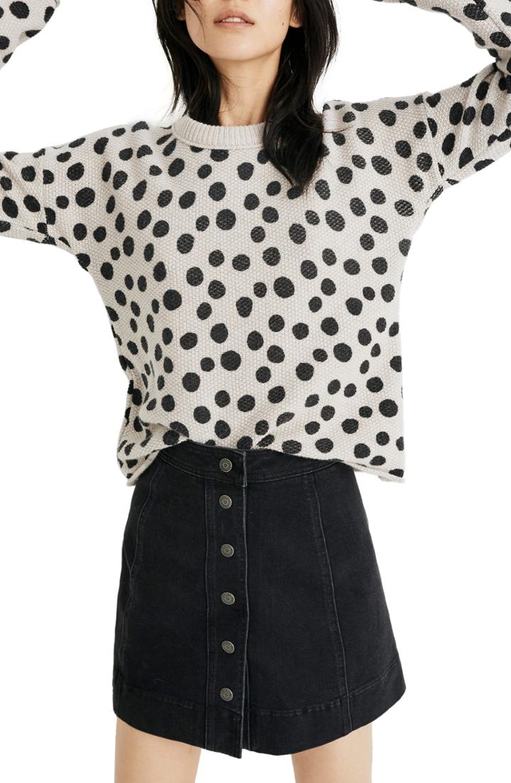 Women's Madewell Leopard Dot Pullover Sweater - Brown