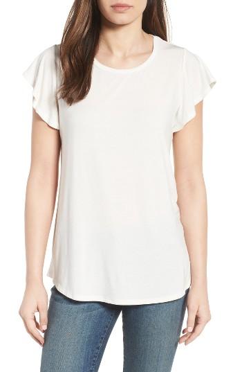 Women's Bobeau Flutter Sleeve Tee - White