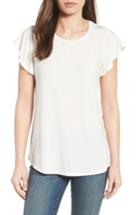 Women's Bobeau Flutter Sleeve Tee - White