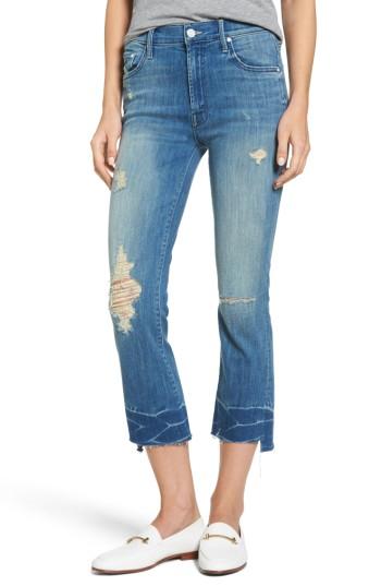 Women's Mother The Insider Frayed Step Hem Crop Jeans - Blue