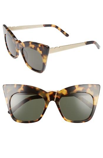 Women's Pared Kohl & Kaftans 52mm Cat Eye Sunglasses - Dark Tortoise/ Green