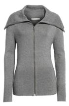 Women's Treasure & Bond Wide Collar Zip Sweater, Size - Grey