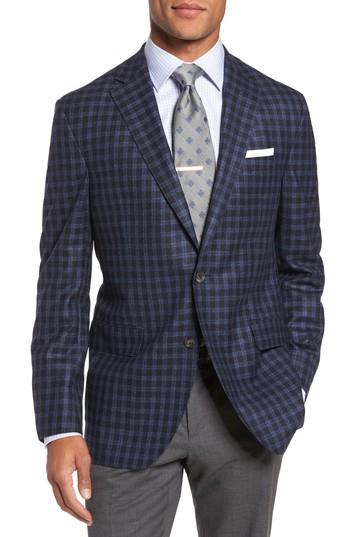 Men's David Donahue Ashton Classic Fit Check Wool Sport Coat R - Blue