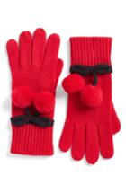 Women's Kate Spade New York Bow Pom Gloves, Size - Red