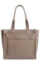 Nordstrom Finn Pebbled Leather Tote - Grey