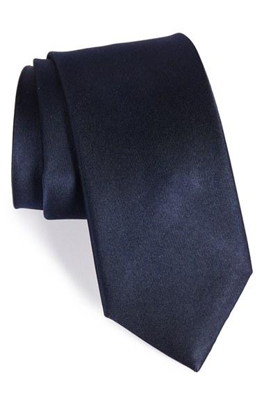 Men's Nordstrom Men's Shop Solid Satin Silk Tie, Size - Blue