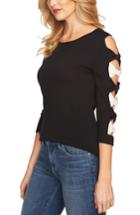 Women's Cece Bow Sleeve Crewneck Sweater - Black