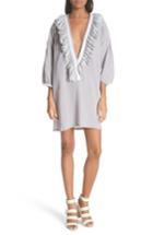 Women's Paradised Ruffle Cotton Caftan - Grey