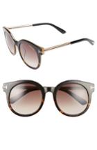 Women's Tom Ford Janina 53mm Special Fit Round Sunglasses - Shiny Black/ Gradient Roviex
