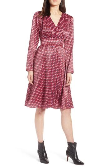 Women's Halogen Print Satin Dress - Red
