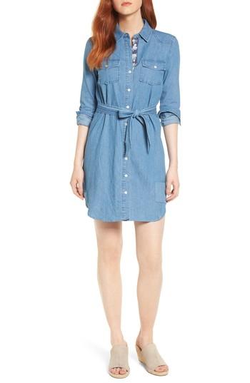 Women's Draper James Casual Belted Chambray Shirtdress - Blue