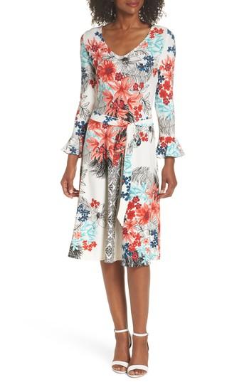 Women's Leota Ilana Flounce Sleeve Tie Waist Dress - White