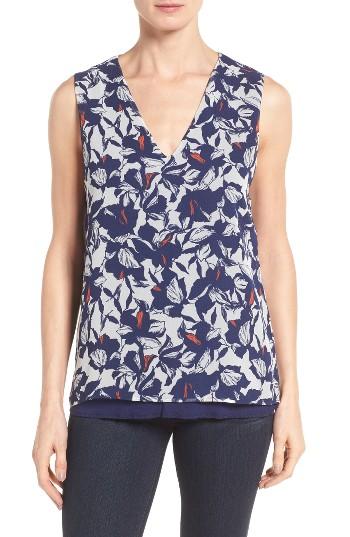 Women's Halogen Layered Look Print Top - Blue