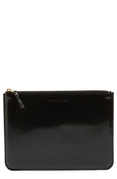 Men's Comme Des Garcons Large Top Zip Leather Pouch -