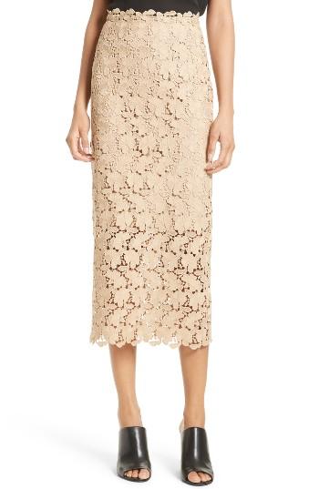 Women's Robert Rodriguez Lace Pencil Skirt - Beige