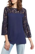 Women's Halogen Lace Bell Sleeve Top, Size - Blue