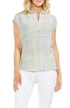 Women's Vince Camuto Cotton Blend Stripe Henley Top, Size - Green