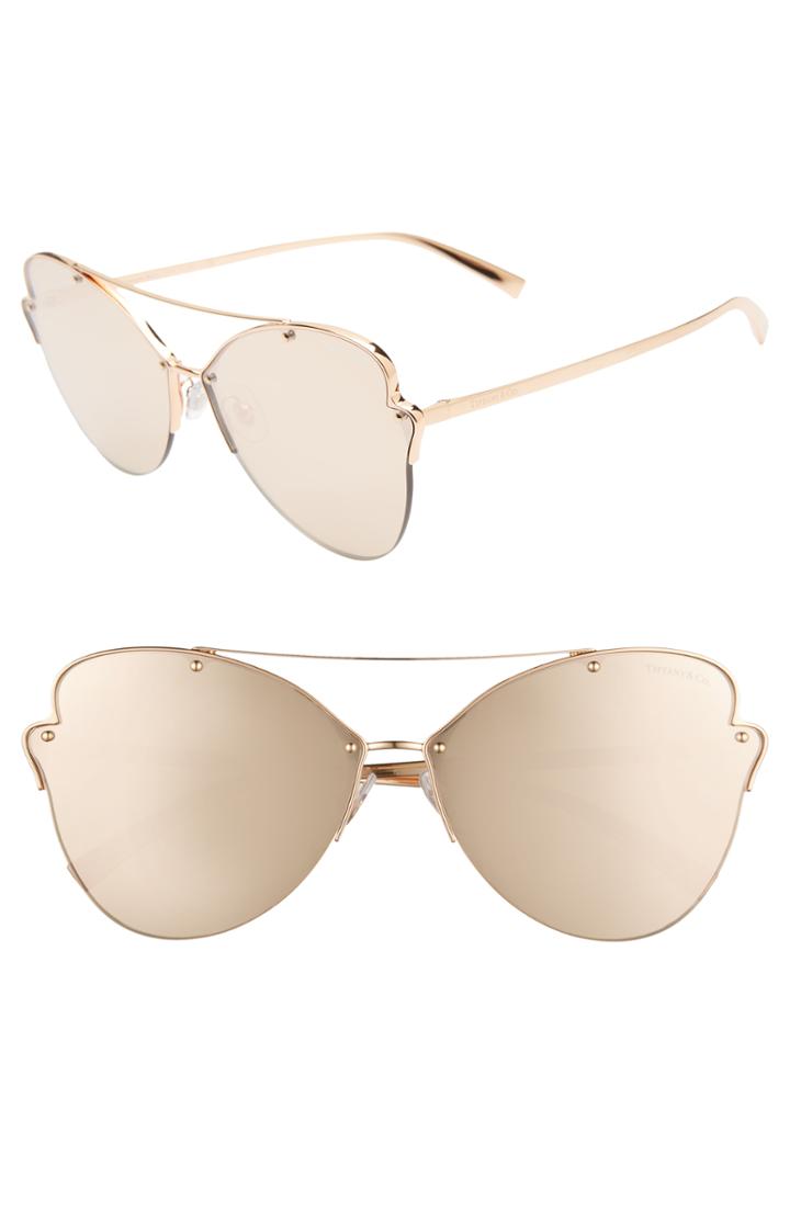 Women's Tiffany & Co. Paper Flowers 64mm Oversize Mirrored Sunglasses - Rose Gold Mirror