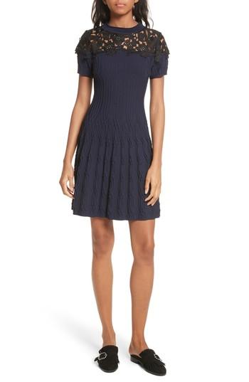 Women's The Kooples Lace Yoke Dress - Blue
