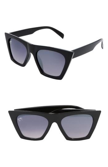 Women's Nem Posh 50mm Gradient Angular Sunglasses - Black W Grey Gradient Lens