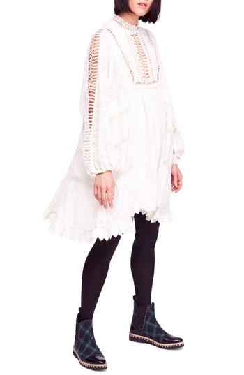 Women's Free People Venice Crochet Detail Cotton Minidress - White